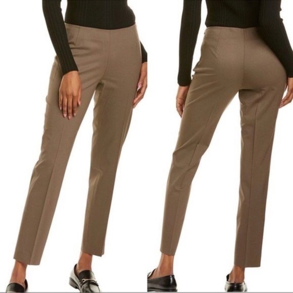 Lafayette 148 Stanton Pants 4 Brown Tapered Ankle Pant Side Zipper Career Work - Picture 1 of 6